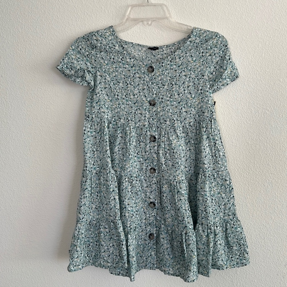 Art Class Girls Ruffle Button up in the front Green Dress  M(7/8)